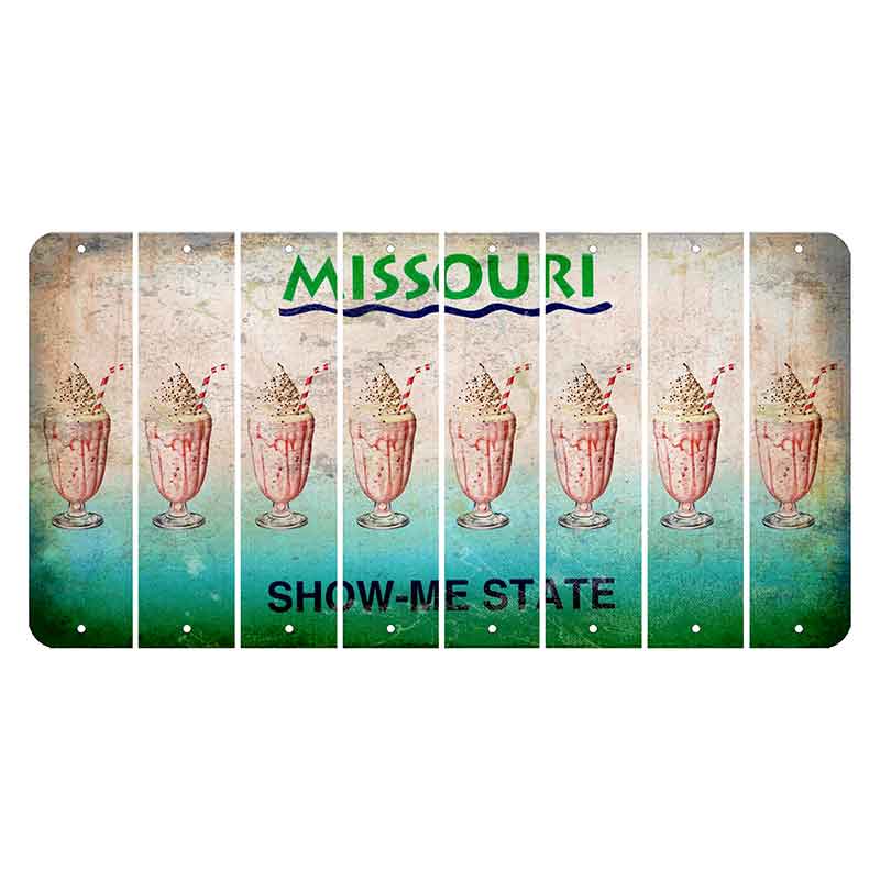 Missouri Show Me State Cut License Plate Strips (Set of 8) Milkshake