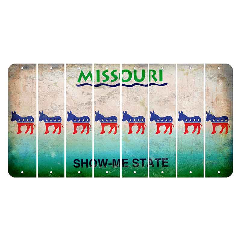 Missouri Show Me State Cut License Plate Strips (Set of 8) Democrat