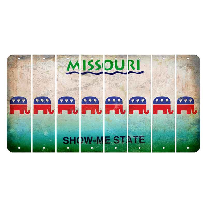 Missouri Show Me State Cut License Plate Strips (Set of 8) Republican