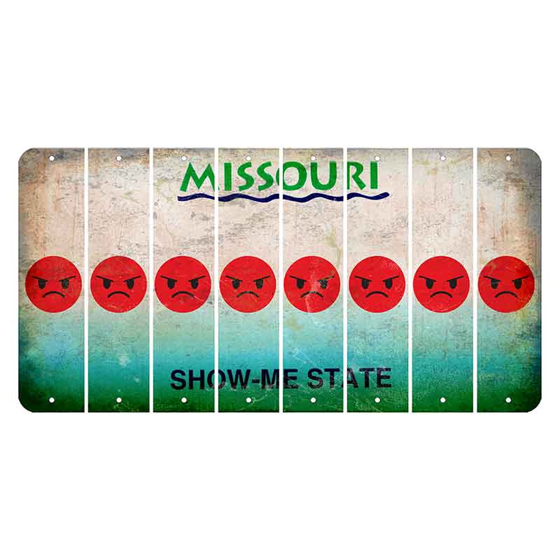 Missouri Show Me State Cut License Plate Strips (Set of 8) Emoji - Angry