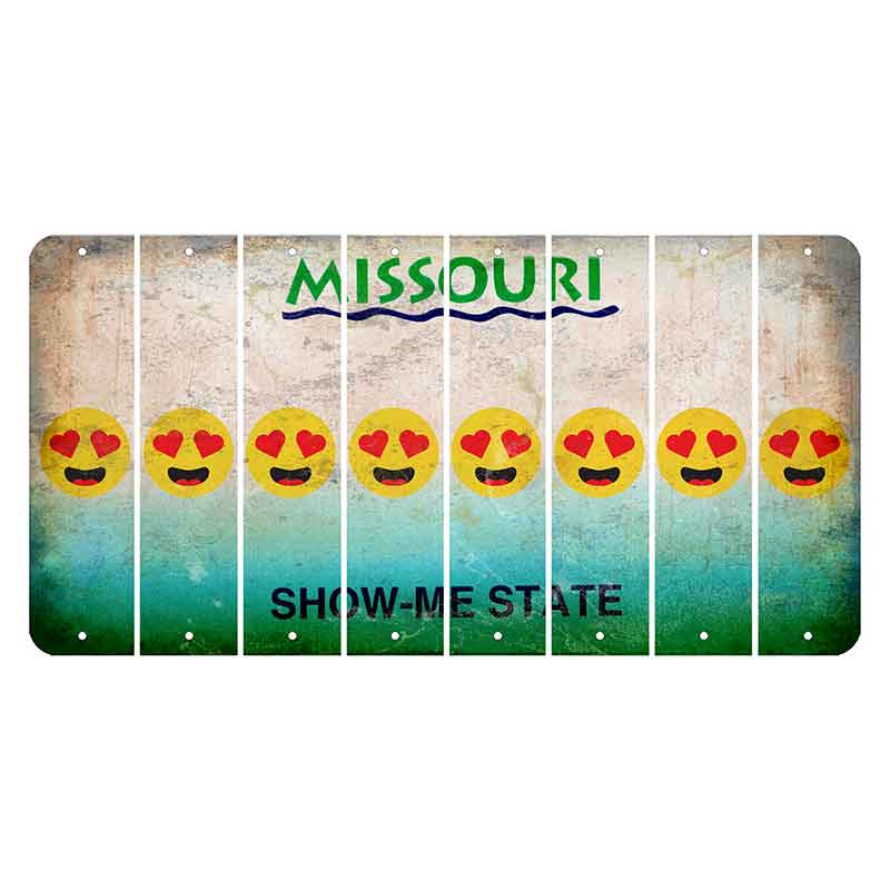 Missouri Show Me State Cut License Plate Strips (Set of 8) Emoji - Heart Eyes