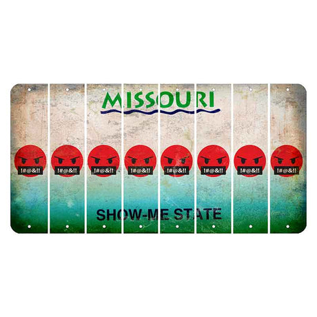 Missouri Show Me State Cut License Plate Strips (Set of 8) Emoji - Pissed