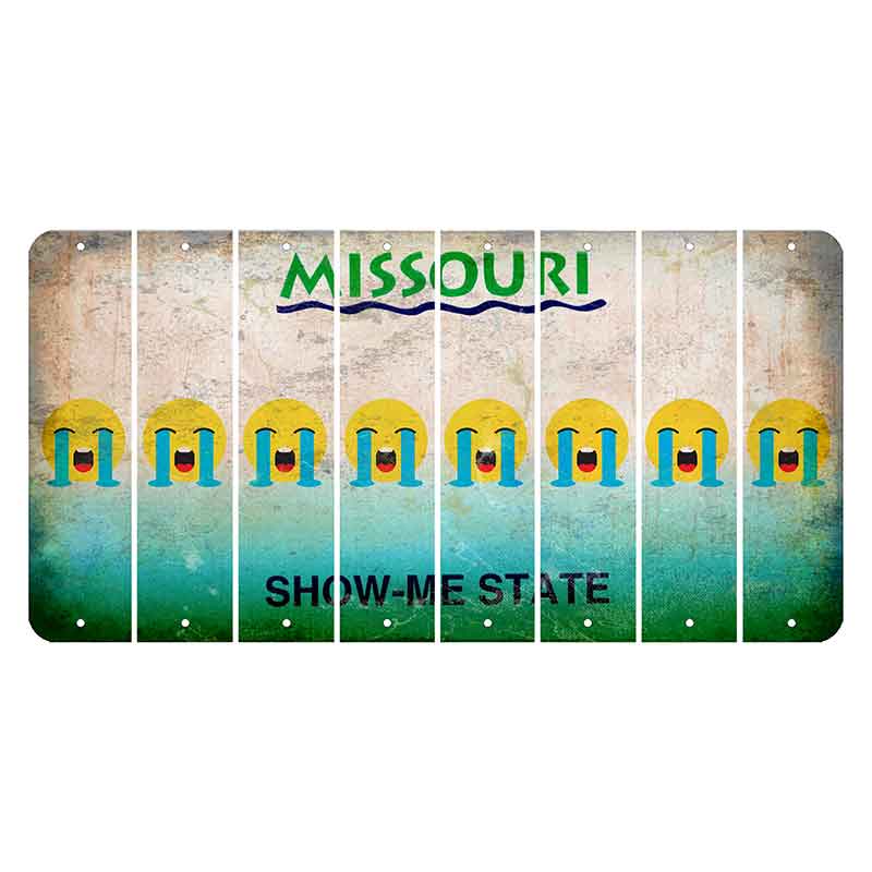 Missouri Show Me State Cut License Plate Strips (Set of 8) Emoji - Crying