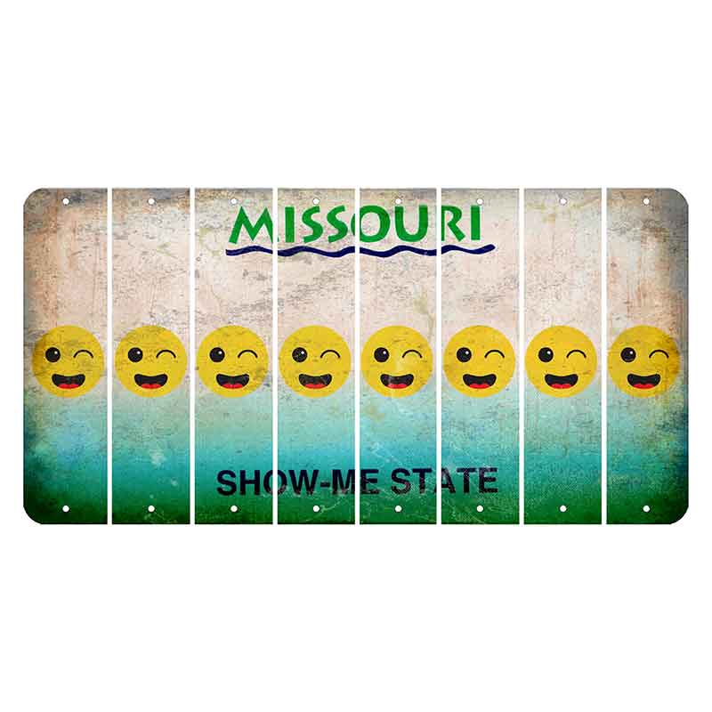 Missouri Show Me State Cut License Plate Strips (Set of 8) Emoji - Winking