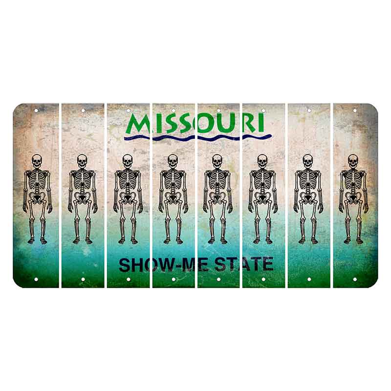 Missouri Show Me State Cut License Plate Strips (Set of 8) Skeleton