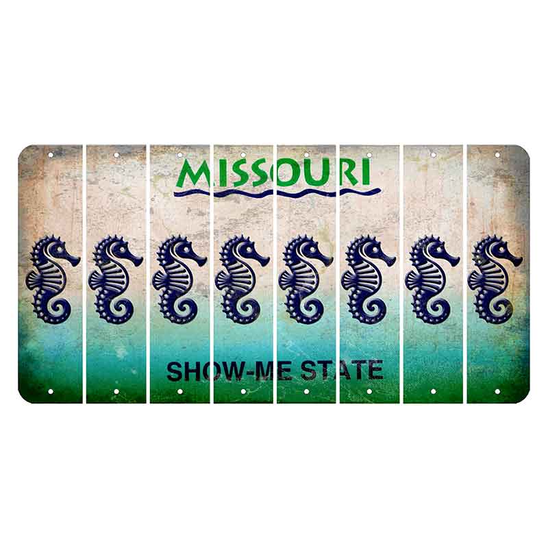 Missouri Show Me State Cut License Plate Strips (Set of 8) Seahorse
