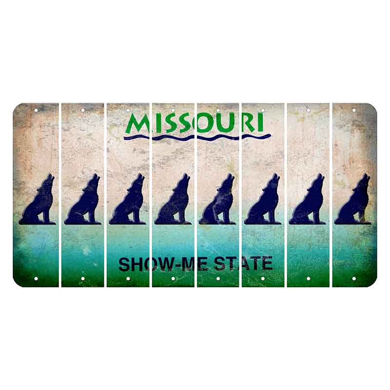 Missouri Show Me State Cut License Plate Strips (Set of 8) Howling Wolf