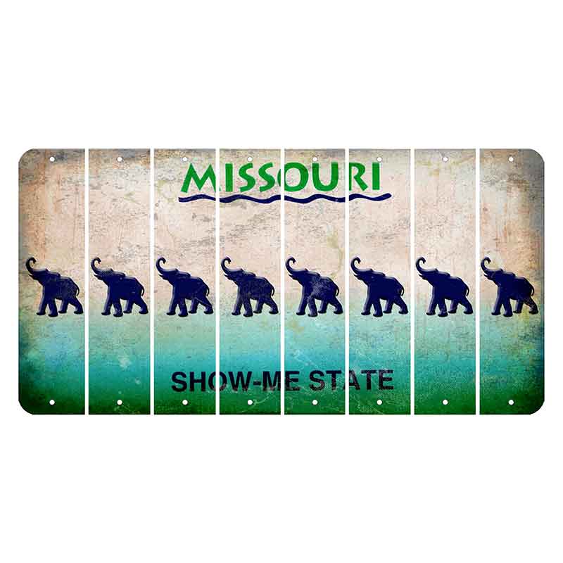 Missouri Show Me State Cut License Plate Strips (Set of 8) Elephant