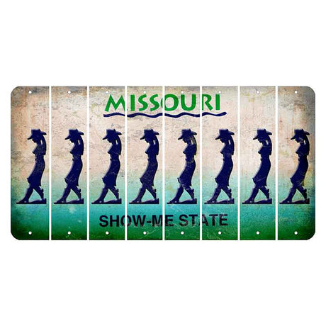 Missouri Show Me State Cut License Plate Strips (Set of 8) Cowgirl - Leaning