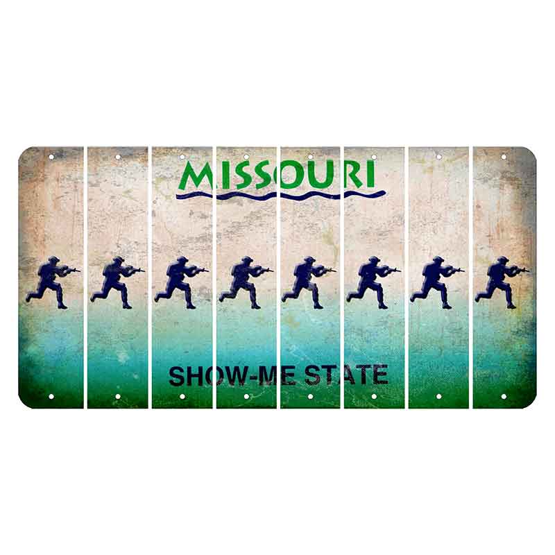 Missouri Show Me State Cut License Plate Strips (Set of 8) Soldier - Running