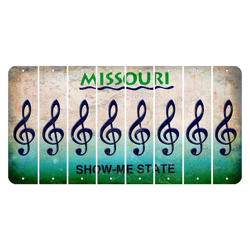 Missouri Show Me State Cut License Plate Strips (Set of 8) Music Note