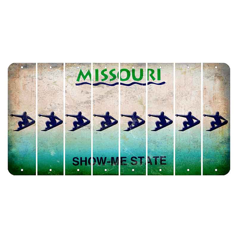 Missouri Show Me State Cut License Plate Strips (Set of 8) Snowboarder