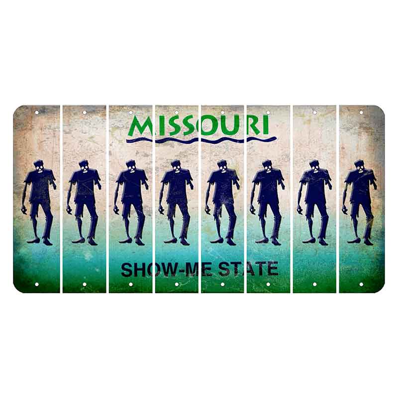 Missouri Show Me State Cut License Plate Strips (Set of 8) Zombie