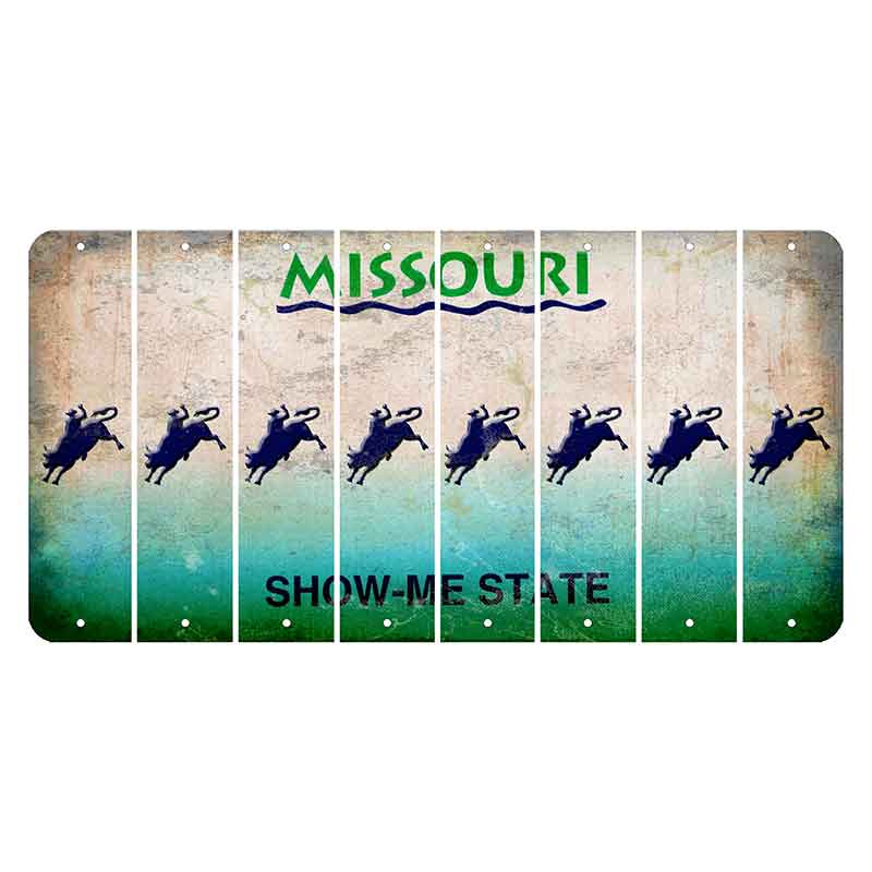 Missouri Show Me State Cut License Plate Strips (Set of 8) Bull Rider