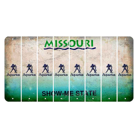 Missouri Show Me State Cut License Plate Strips (Set of 8) Zodiac Sign - Aquarius