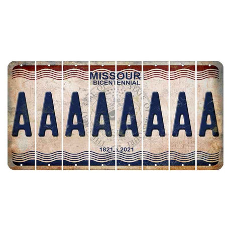 Missouri Bicentennial Cut License Plate Strips (Set of 8) A