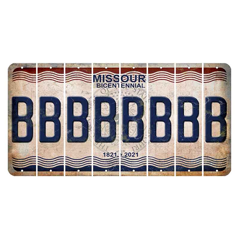 Missouri Bicentennial Cut License Plate Strips (Set of 8) B