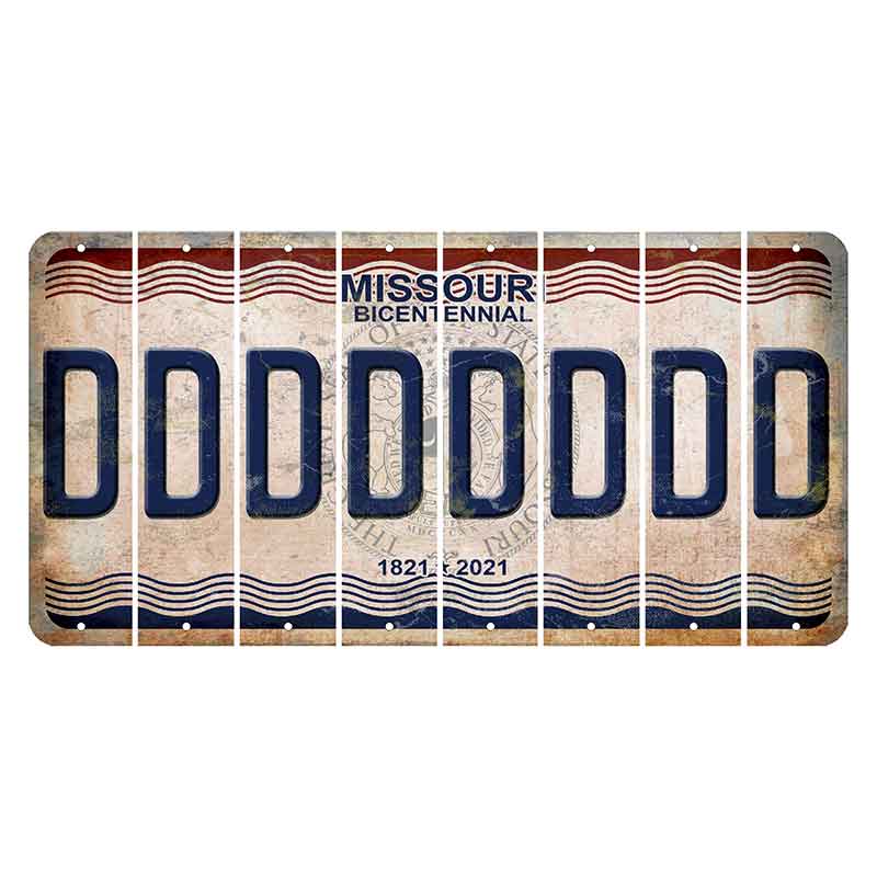 Missouri Bicentennial Cut License Plate Strips (Set of 8) D