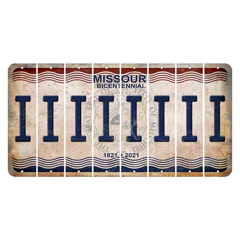 Missouri Bicentennial Cut License Plate Strips (Set of 8) I