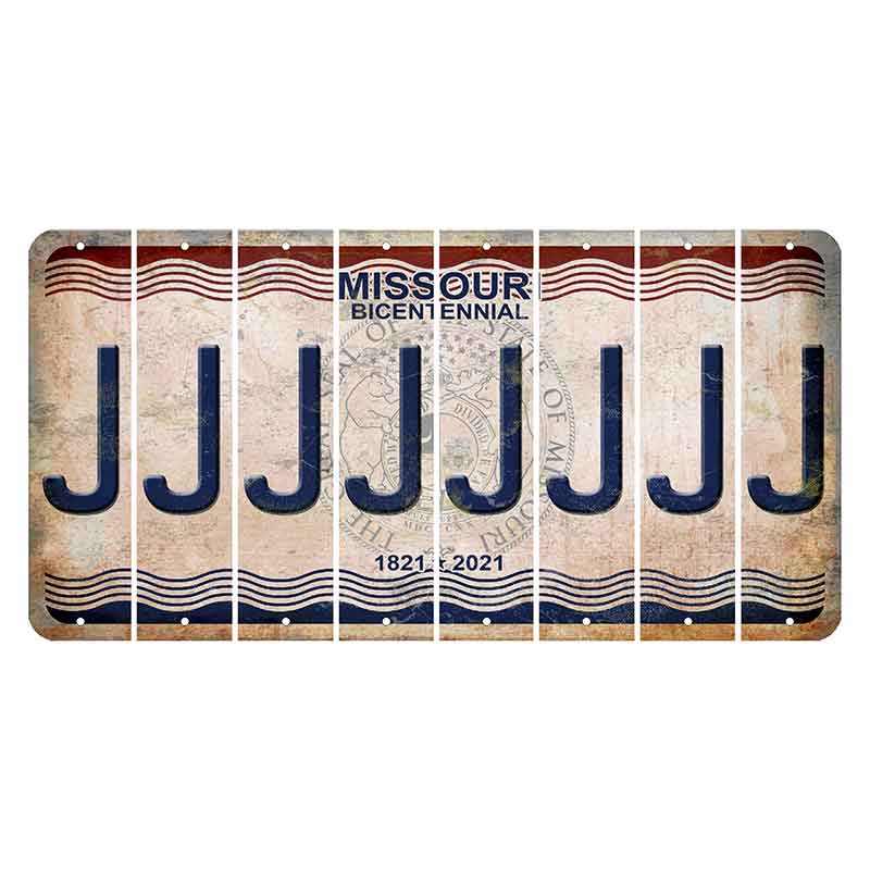 Missouri Bicentennial Cut License Plate Strips (Set of 8) J