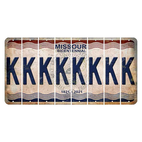 Missouri Bicentennial Cut License Plate Strips (Set of 8) K