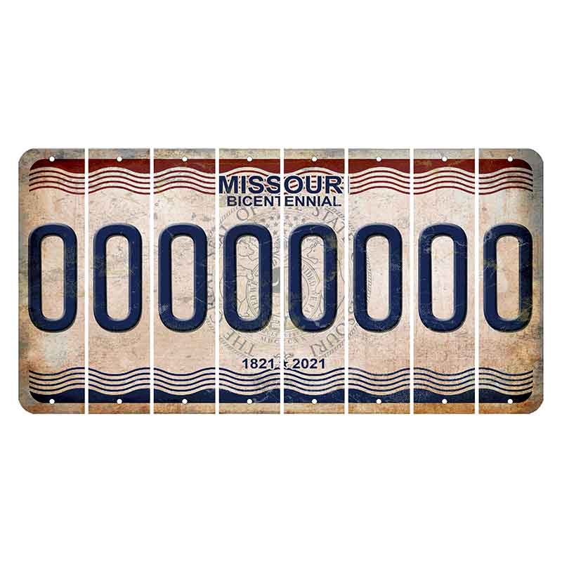 Missouri Bicentennial Cut License Plate Strips (Set of 8) O