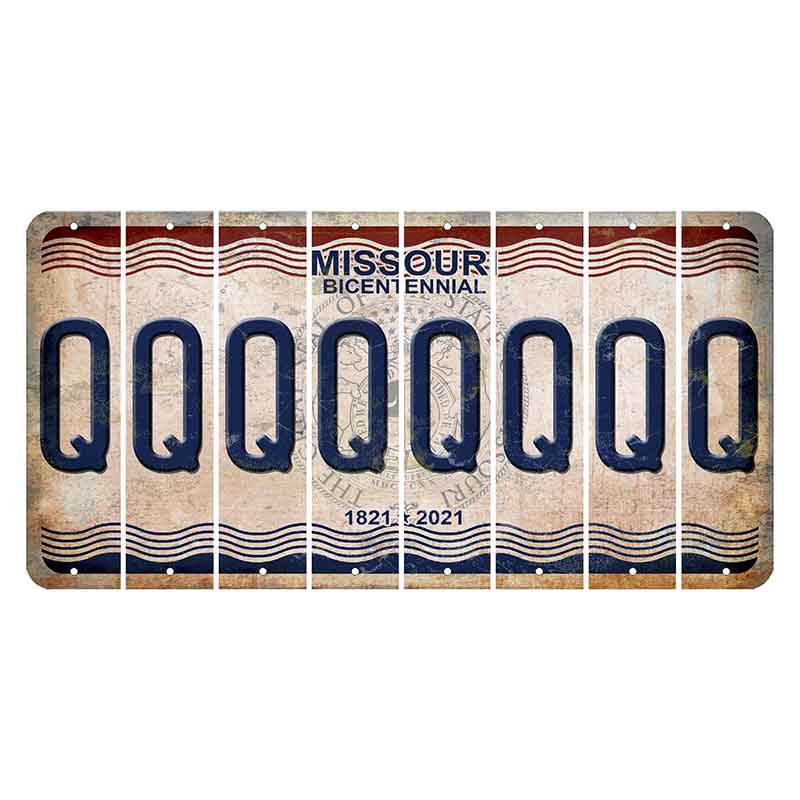 Missouri Bicentennial Cut License Plate Strips (Set of 8) Q