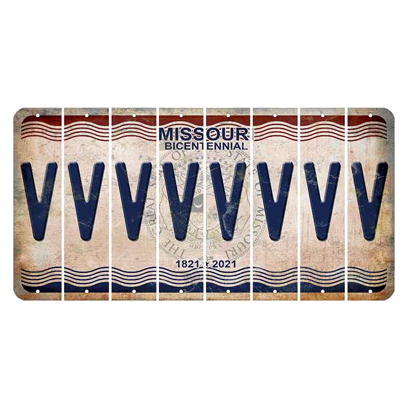 Missouri Bicentennial Cut License Plate Strips (Set of 8) V