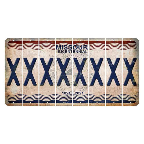 Missouri Bicentennial Cut License Plate Strips (Set of 8) X