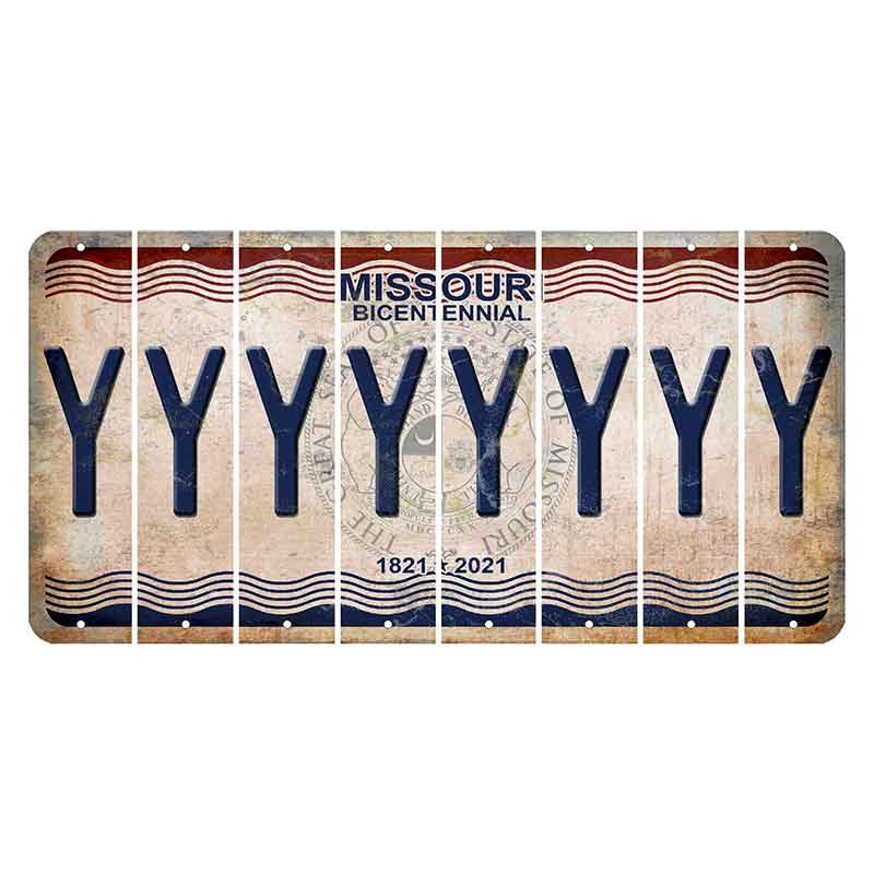 Missouri Bicentennial Cut License Plate Strips (Set of 8) Y