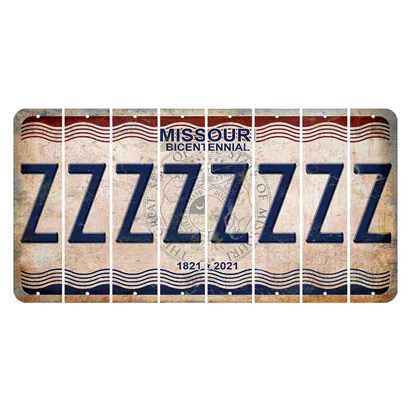 Missouri Bicentennial Cut License Plate Strips (Set of 8) Z