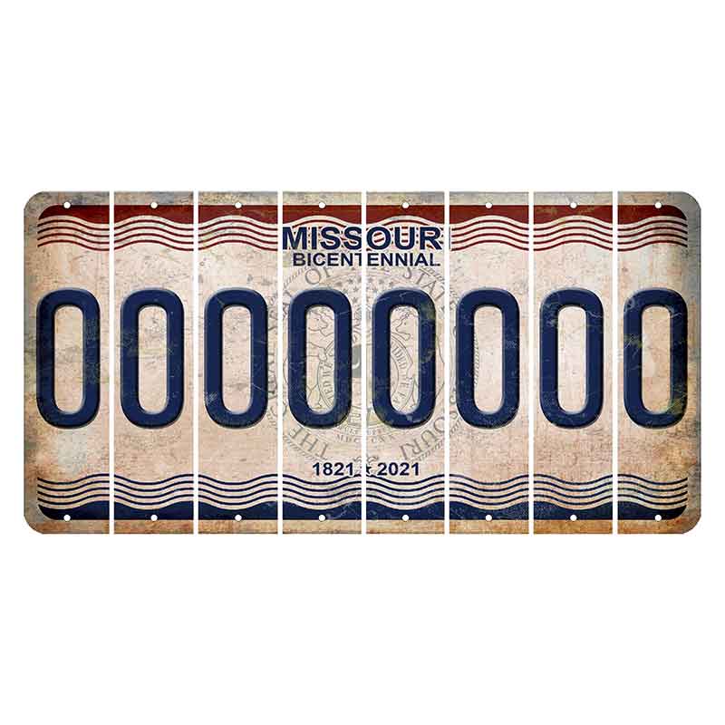 Missouri Bicentennial Cut License Plate Strips (Set of 8)