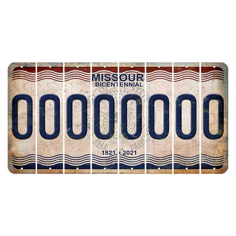 Missouri Bicentennial Cut License Plate Strips (Set of 8)