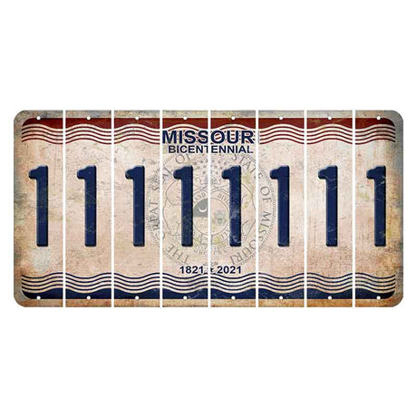 Missouri Bicentennial Cut License Plate Strips (Set of 8) 1