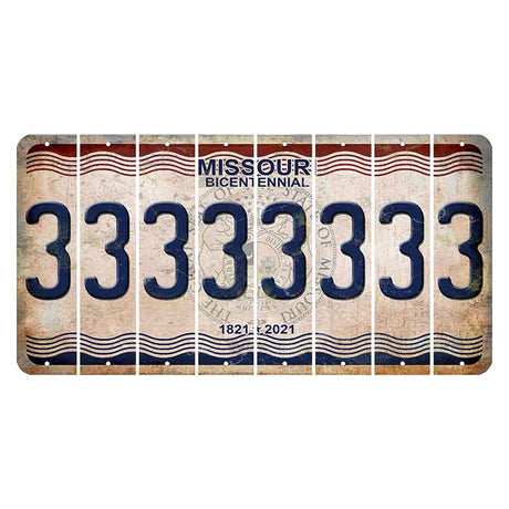 Missouri Bicentennial Cut License Plate Strips (Set of 8) 3