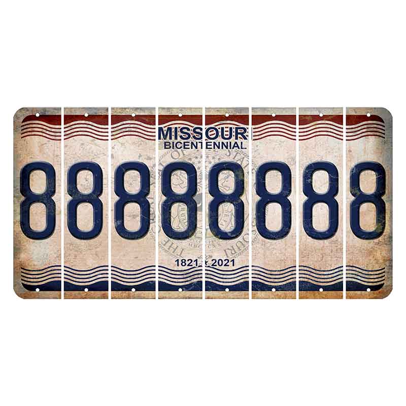 Missouri Bicentennial Cut License Plate Strips (Set of 8) 8