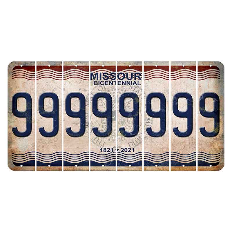 Missouri Bicentennial Cut License Plate Strips (Set of 8) 9