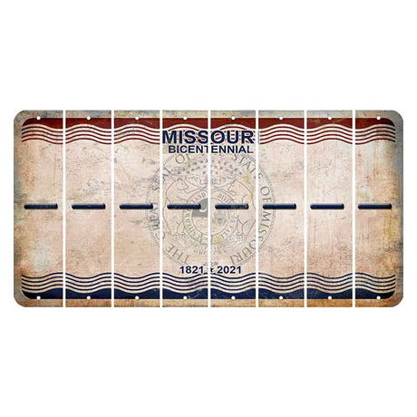 Missouri Bicentennial Cut License Plate Strips (Set of 8) Hyphen