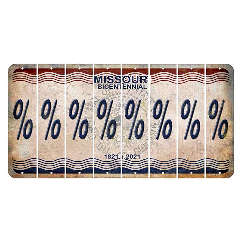 Missouri Bicentennial Cut License Plate Strips (Set of 8) Percent Sign