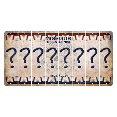 Missouri Bicentennial Cut License Plate Strips (Set of 8) Question Mark