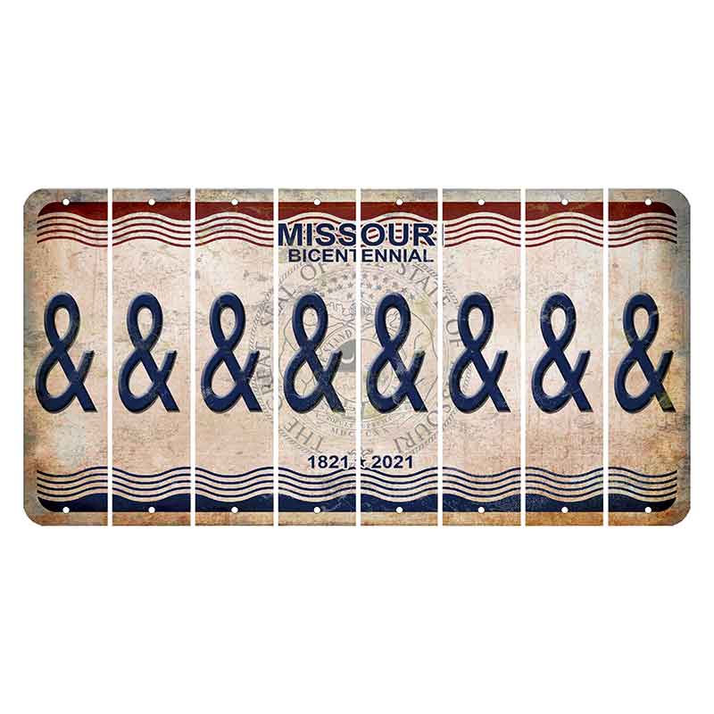 Missouri Bicentennial Cut License Plate Strips (Set of 8) And Sign