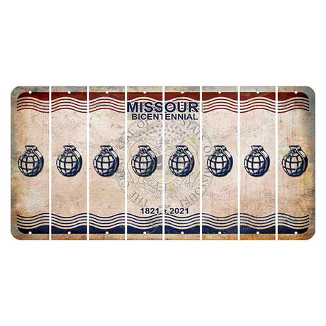 Missouri Bicentennial Cut License Plate Strips (Set of 8) Grenade