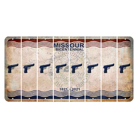 Missouri Bicentennial Cut License Plate Strips (Set of 8) Handgun