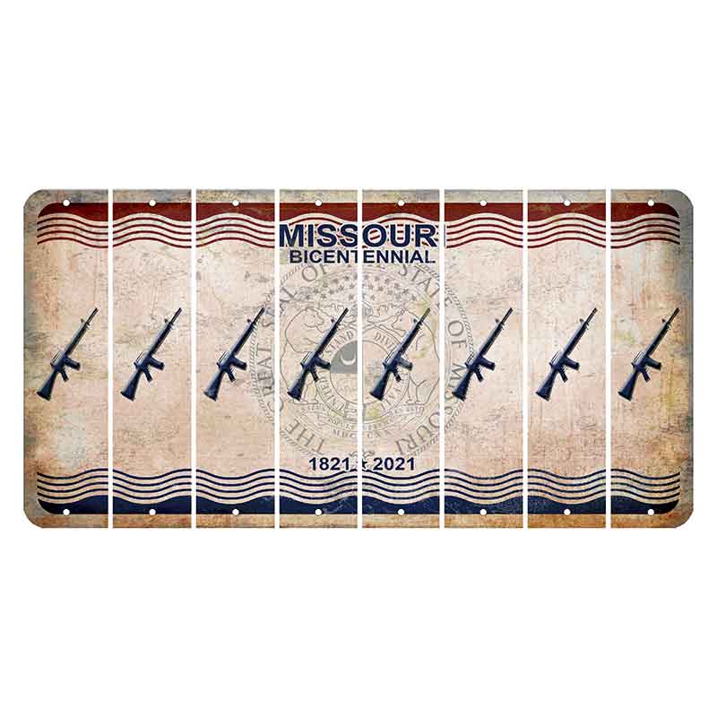 Missouri Bicentennial Cut License Plate Strips (Set of 8) Rifle