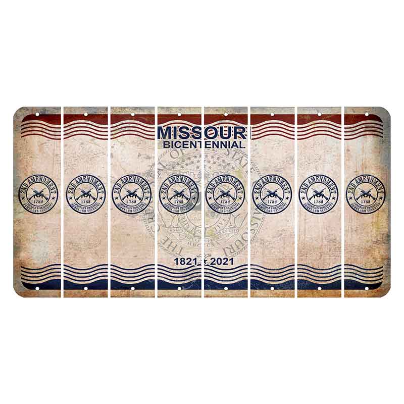 Missouri Bicentennial Cut License Plate Strips (Set of 8) 2nd Amendment