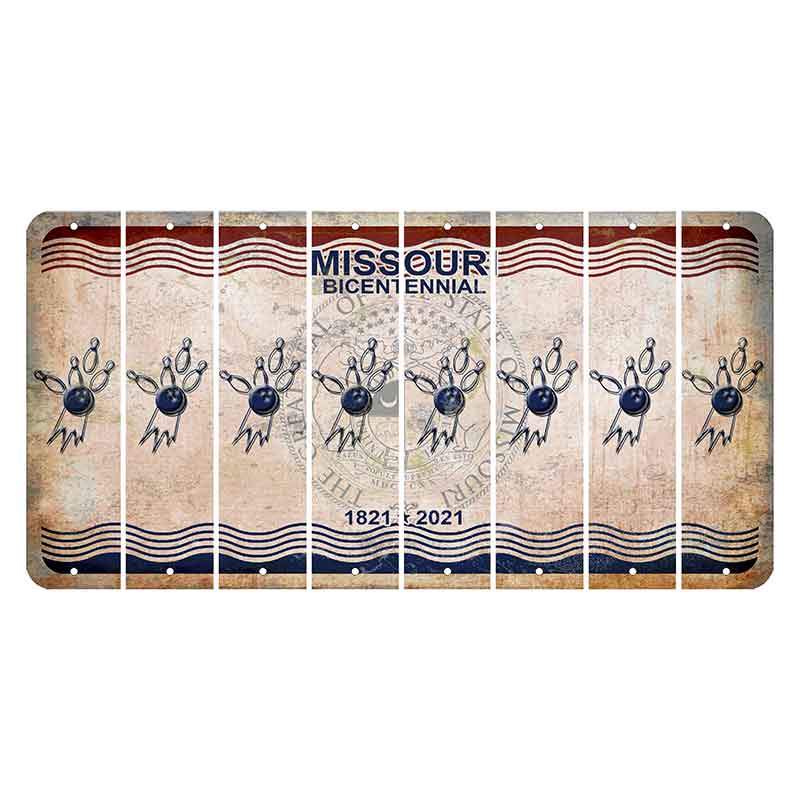 Missouri Bicentennial Cut License Plate Strips (Set of 8) Bowling