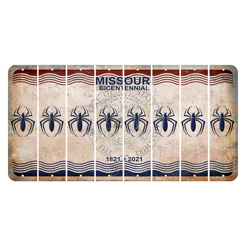 Missouri Bicentennial Cut License Plate Strips (Set of 8) Spider