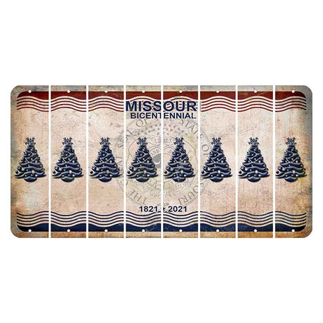 Missouri Bicentennial Cut License Plate Strips (Set of 8) Christmas Tree