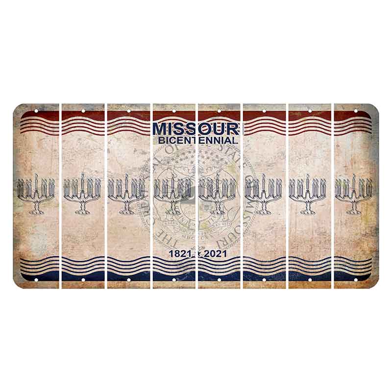 Missouri Bicentennial Cut License Plate Strips (Set of 8) Menorah