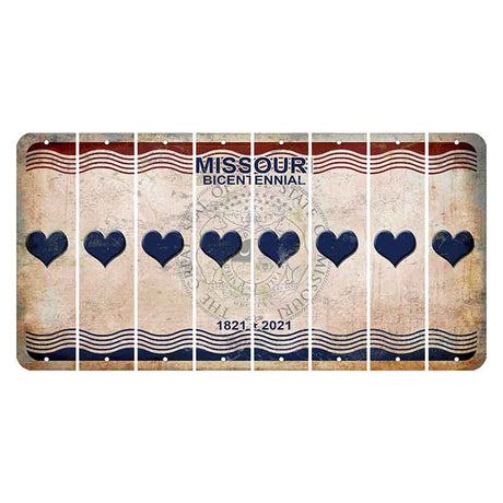 Missouri Bicentennial Cut License Plate Strips (Set of 8) Heart